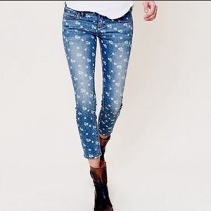 Free People Floral Denim